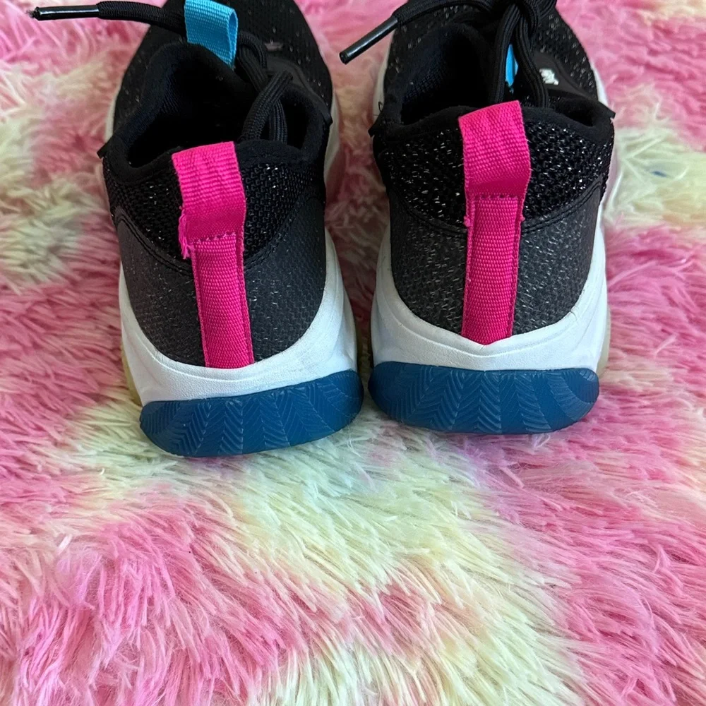 Justice Black Sneakers with Pink and Blue Highlights